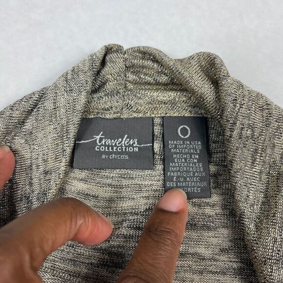 Chicos Travelers Cardigan Jacket Gold Gray Open Front Casual Stretchy 0 SMALL - Picture 4 of 10